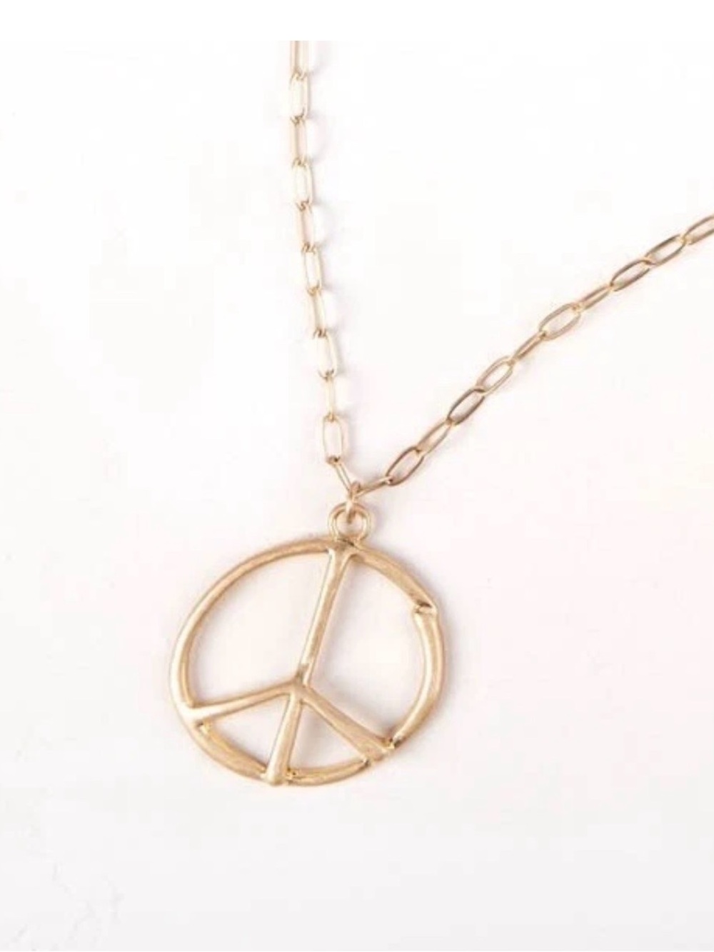 Plunder Bexley True Gold Peace Sign Pendant Necklace Trendy Fashion Jewelry